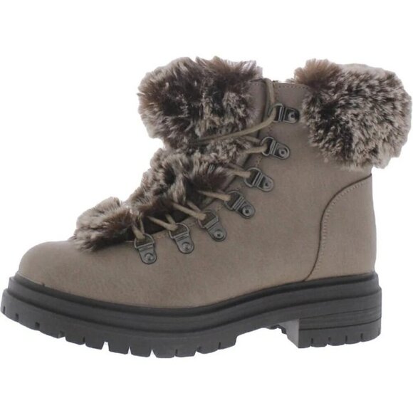 Women's Steve Madden Size 7 Taupe, Tan Ankle Boots, Faux Fur Lined - Picture 1 of 7